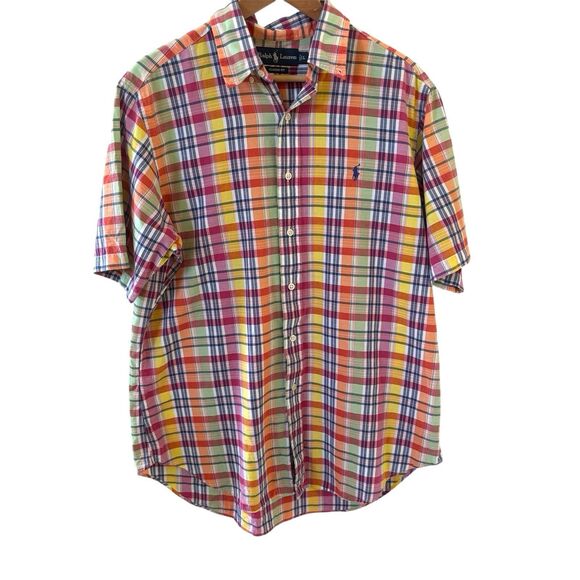 Ralph Lauren Men Shirt Large Plaid Classic Fit Multicolor Designer‎ Preppy Pride - Picture 1 of 10